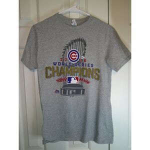 Vintage Chicago Cubs 2016 World Series Champions MLB TShirt Gray‎ Trophy Size Sm